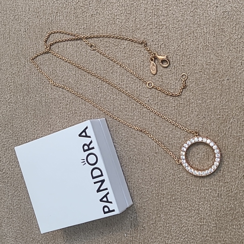 Pandora Necklace Circle of Sparkle Rosegold